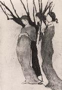 Marie Laurencin Three woman in front of tree oil